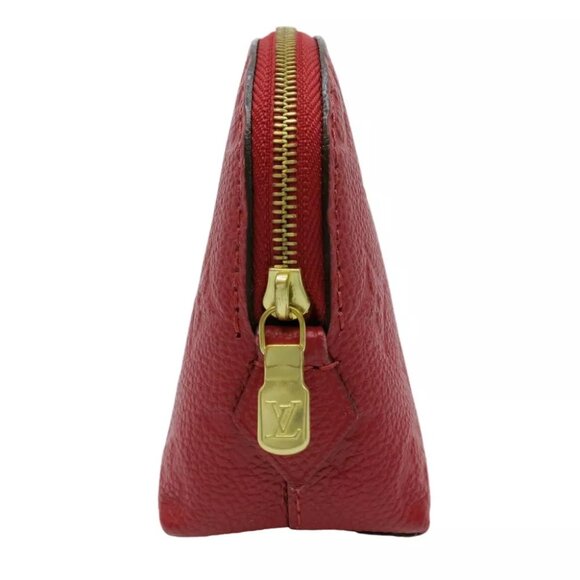 LOUIS VUITTON Pochette Cosmetic Pouch Red Leather - Picture 5 of 12
